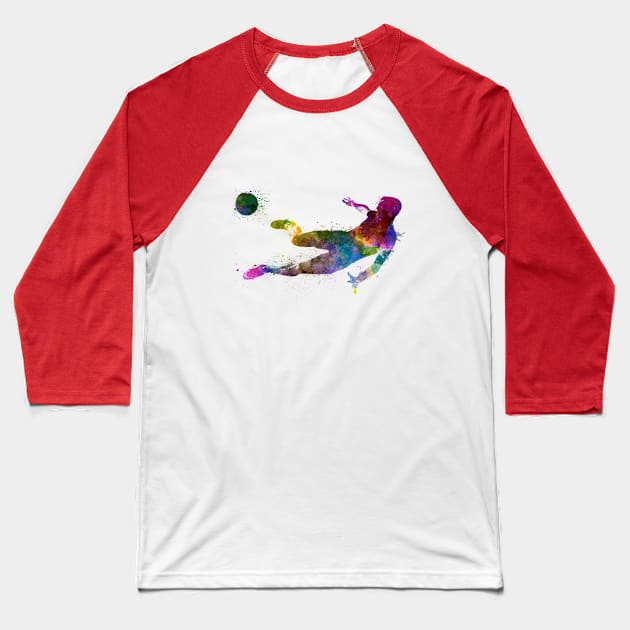 Soccer player in watercolor Baseball T-Shirt by PaulrommerArt